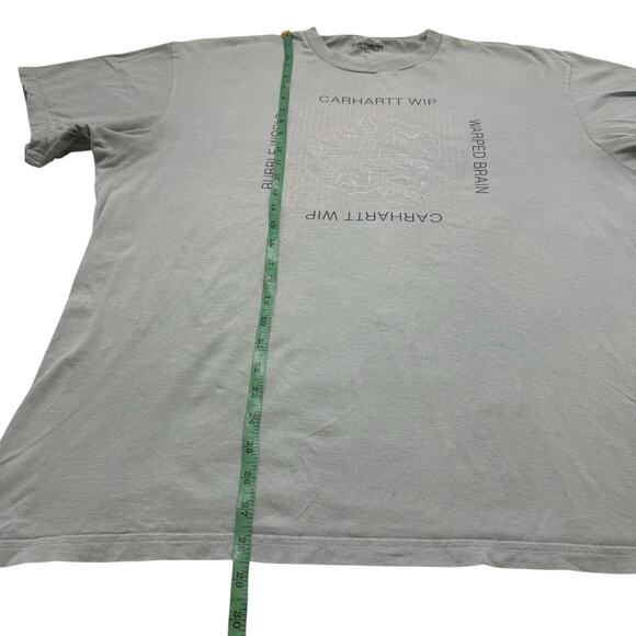 CARHARTT Work In Progress Blue Warped Brain Bubble World Grid T-shirt Sz XL Mens - Picture 7 of 11
